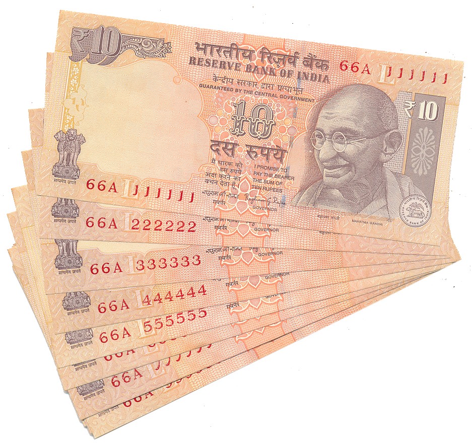 Rupees 10 (19), Fancy Number- 100000 upto 1000000 (10 Notes), 111111 upto 999999 (9 Notes)