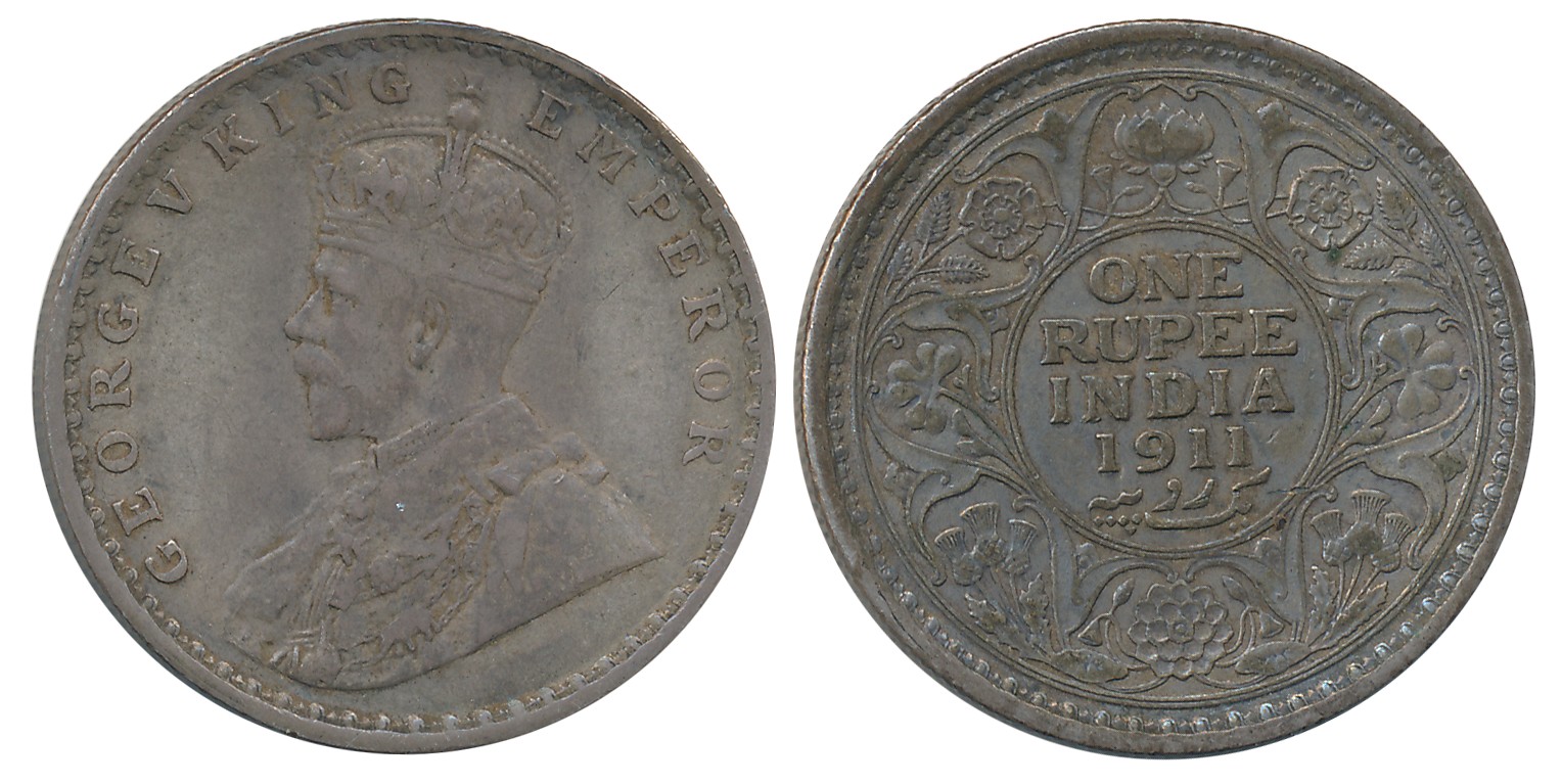 George V, Silver Rupee, “Pig” type, 1911. Bombay Mint. Very fine.