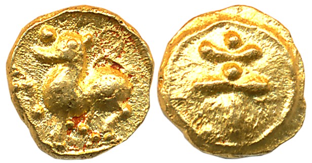 Feudatory of the Chalukyas of Kalyani, 10th century CE, Gold Fanam, 0.52g, which is nearly