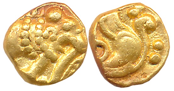 Gangas of Talakadu, Gold Gajapati Fanam, 0.37g, Obv: An ornate Elephant standing to right,