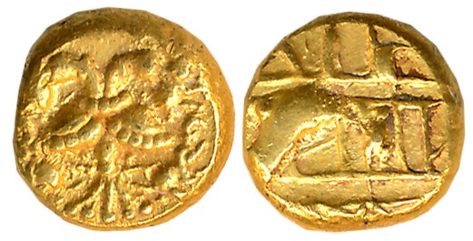 Vijaynagar Empire, Achyutadevaraya, Gold Varaha- Hon, 3.42g, “Gandabherunda” type, Obv: Tw