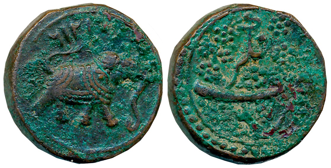Tipu Sultan, Copper Paisa, 11.71g, Nagar Mint, AM 1216 (retro), Elephant Facing to right (