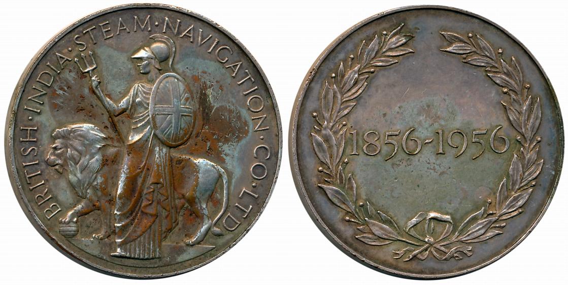 British India Steam Navigation Co. Medal, Silver, 25.83g, Obv: Britannia standing left hol