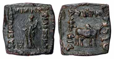 Indo-Greeks, Philoxenos (110-80 BC), Copper, Hemi-Obol, issued in Pushkalavati (Mitc# 344)
