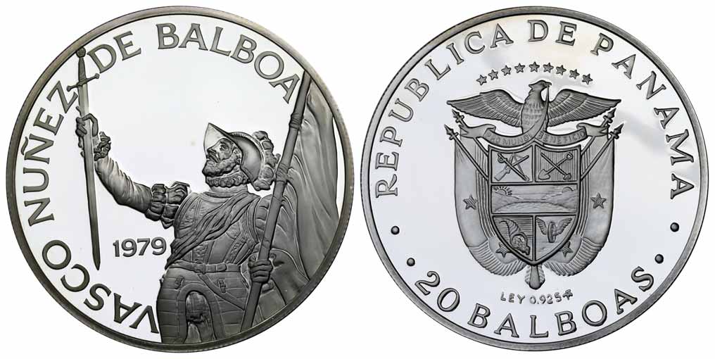 Panama, Silver, 20 Balboas, 1979, Proof, Franklin Mint. With literature and original box. 