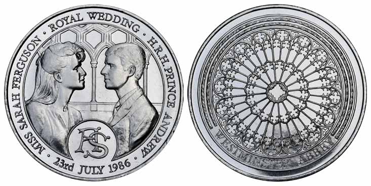 United Kingdom, Silver, commemorative issue of the marriage of Prince Andrew and Sarah Fer
