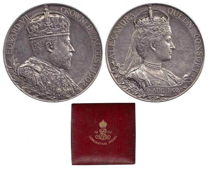 Edward VII, Silver, Coronation Medal, busts of Edward VII and Queen Alexandra on both side