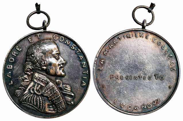 La Martiniere Medal, Silver, bust on obv, La Martiniere College / Lucknow on rev, PRESENTE