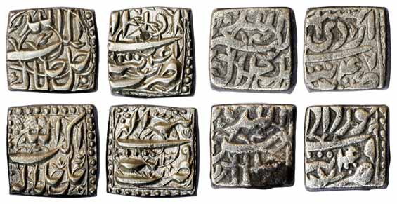 Akbar, Silver (12), Square Rupee, Tatta Mint, set of 12 different months: Amardad, Azar, A