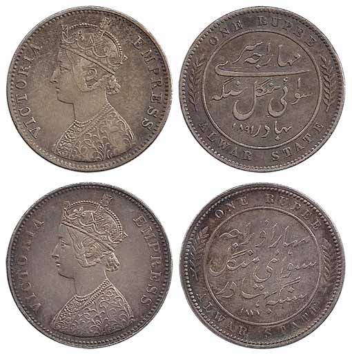 Mangal Singh, Silver (2), Rupee, with the name and portrait of Victoria Empress, 2 differe