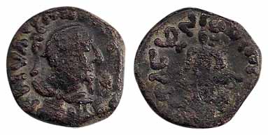 Kushanas, Kujula Kadphises (AD 15), Copper, Tetradrachm, Gandhara region, portrait on obv 