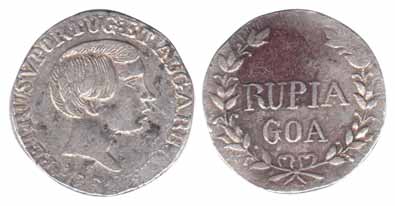Goa, Pedro V, Silver, Rupia, 1861 (KM 279). Very Fine+, Rare.