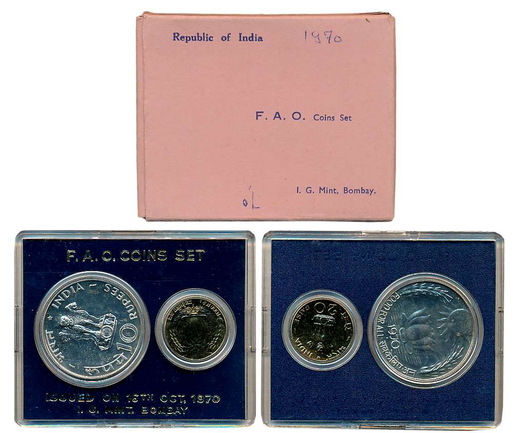 1970, Development Oriented Set of 2, Rupees 10 & Paise 10 (F.A.O.), “Food For All”, Bombay
