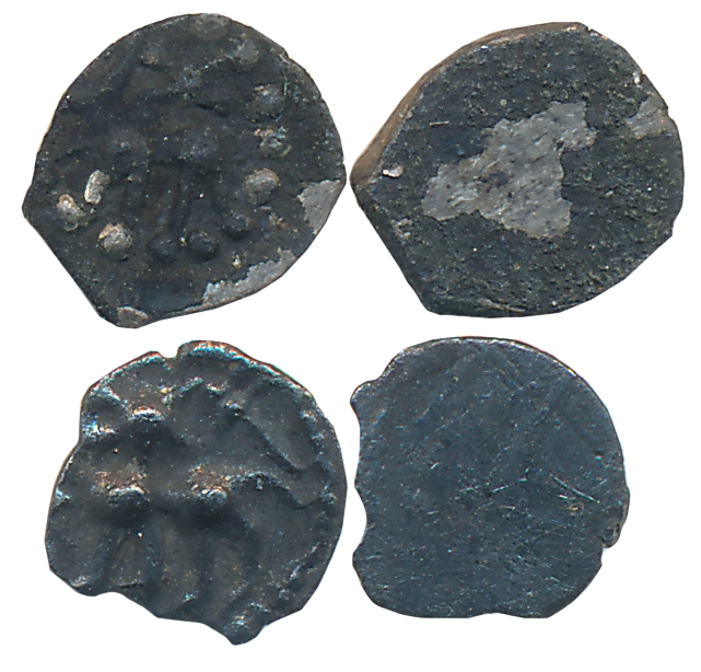 Saluvas of Gersoppa, Post Vijayanagar period, Silver Tara (2), 0.10g, 0.10g, Uniface, Obv: