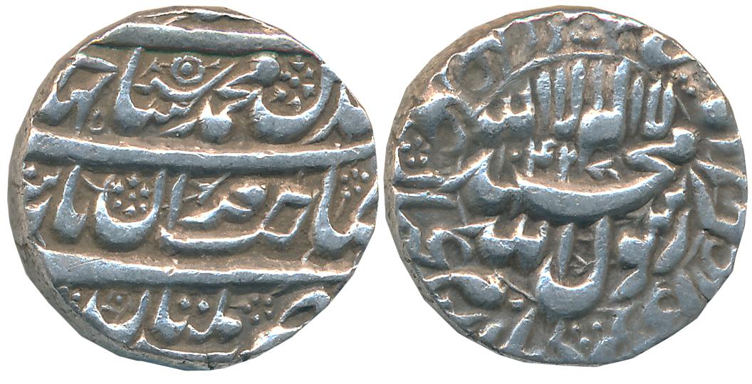 Shah Jahan, Silver Rupee, 11.42g, Multan Mint, AH 1042 (KM# 227.8). Extremely fine.