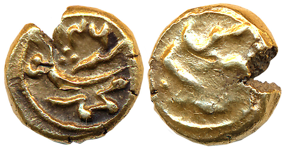 Abdul Majid Khan, Gold 1/2 Hon, 1.66g, in the name of Muhammad Shah, Guti (Gooty) Mint, AH