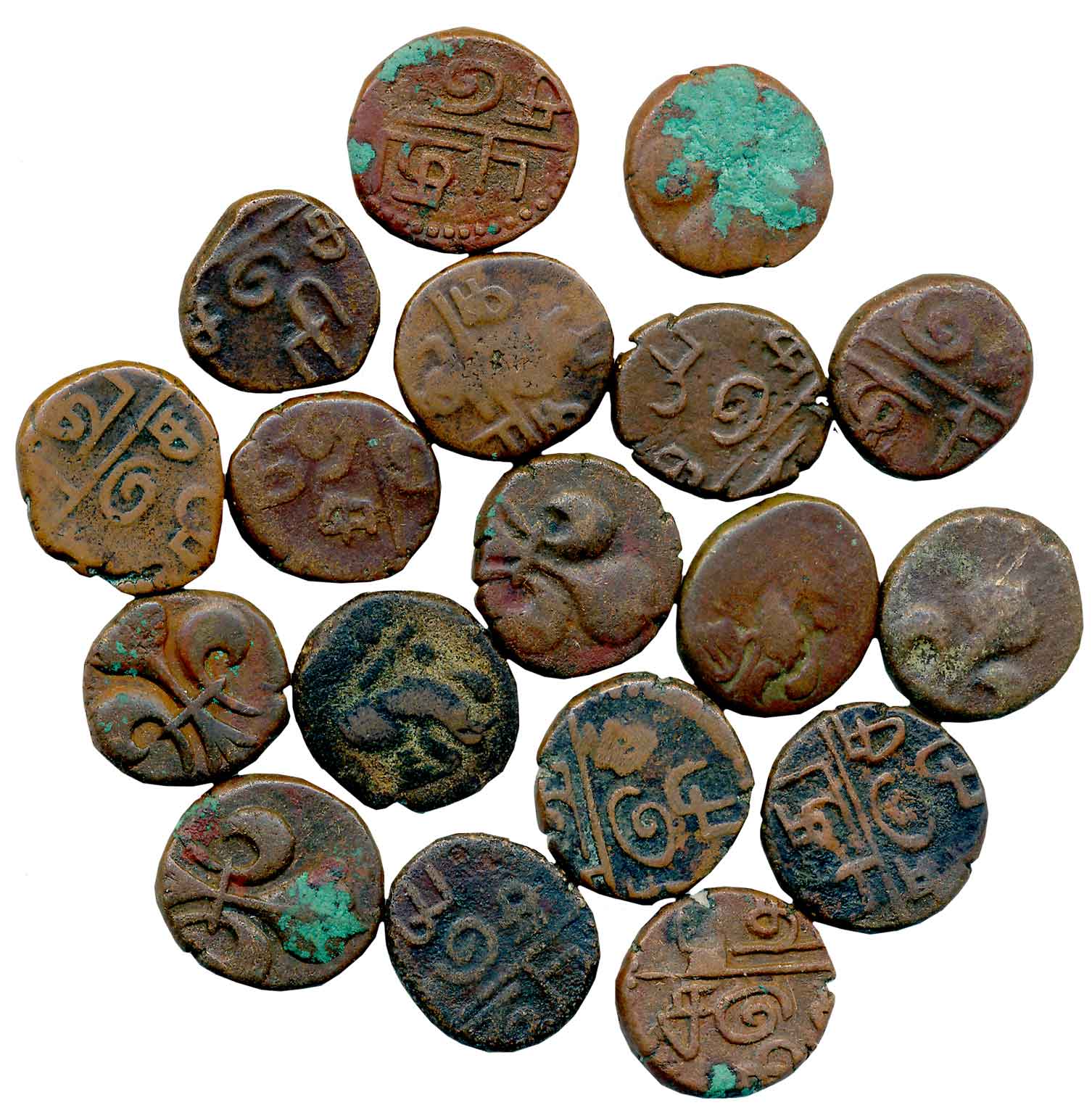 Large Lot, Copper (18), Various types. Fine to Very fine+. 18 coins.