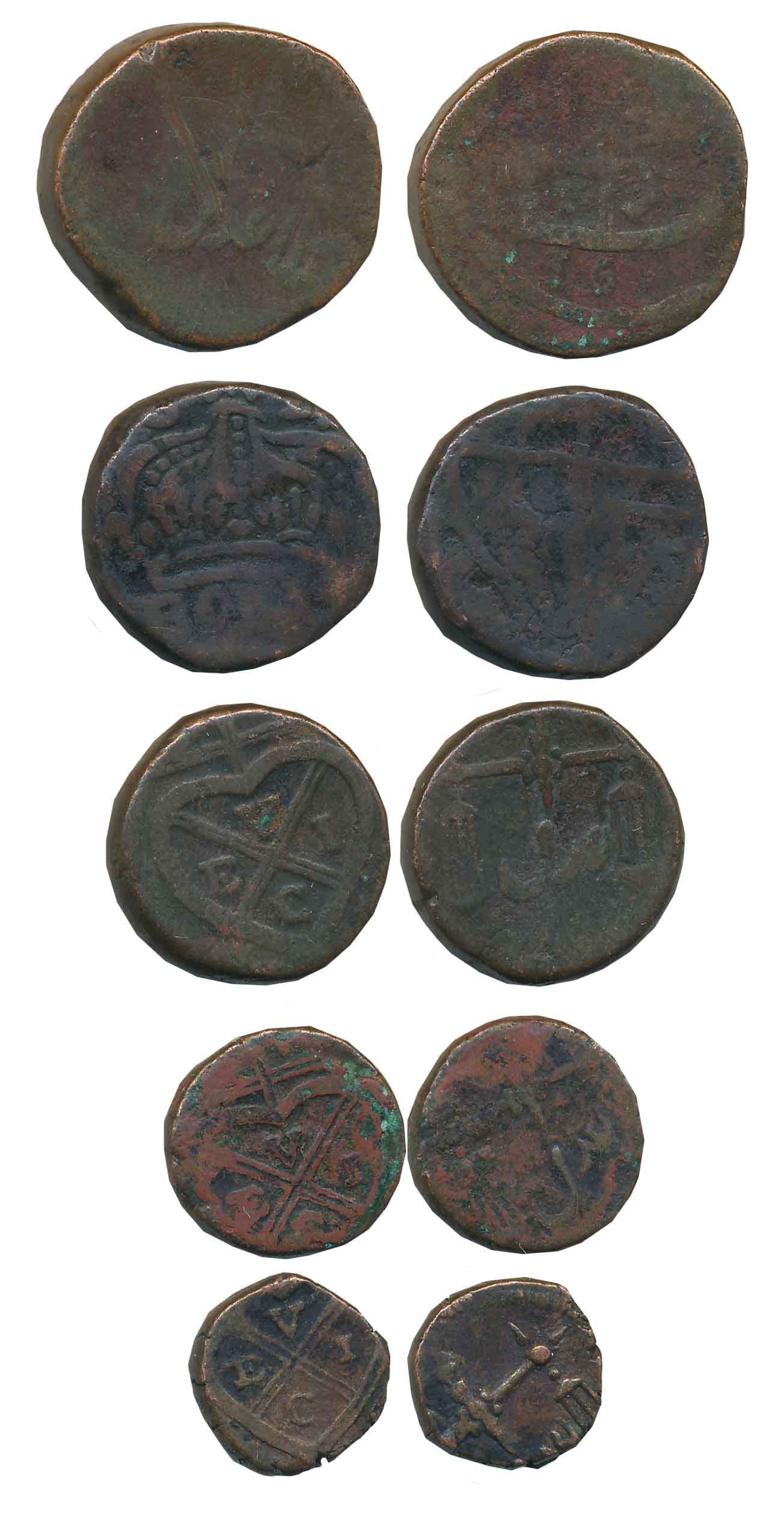 Copper (5), various dates & denominations. Fine to very fine. 5 coins. East India Company-
