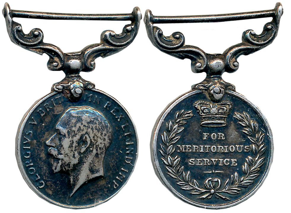 George V, Miniature Medal, Silver, 5.37g, For Meritorious Service. Very fine.