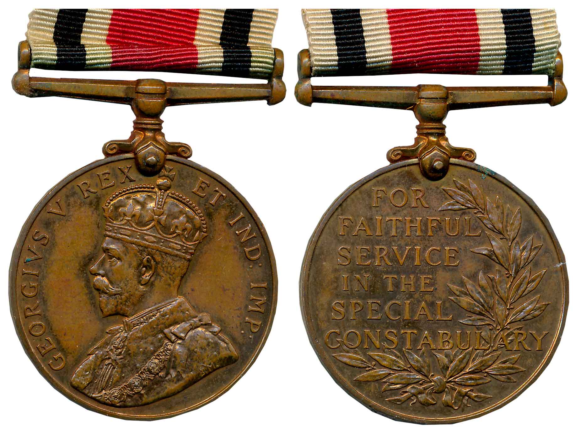 George V Medal, Bronze, 30.71g, Long & Faithful Service in the Special CONSTABULARY, Obv: 