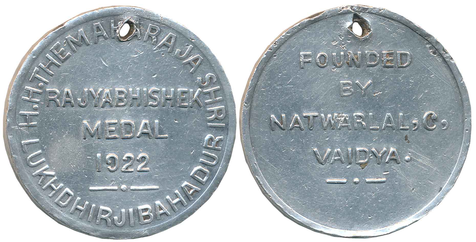 Morbi State, Coronation Rajyabhishek Medal, Silver, 24.78g, 1922. Very fine, rare.