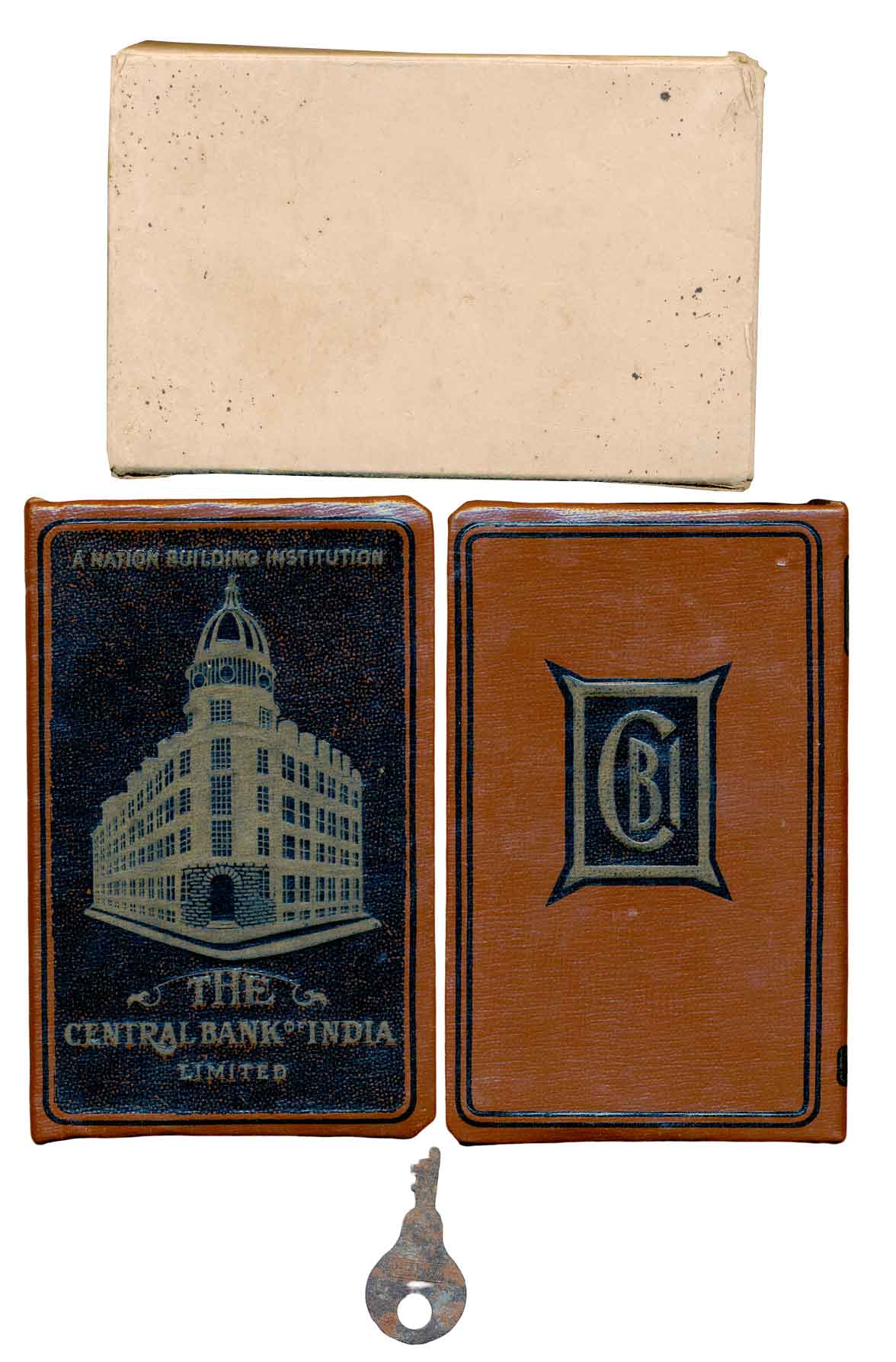 Piggybank of the Central Bank of India with Original Outer Box with Key. Very interesting.
