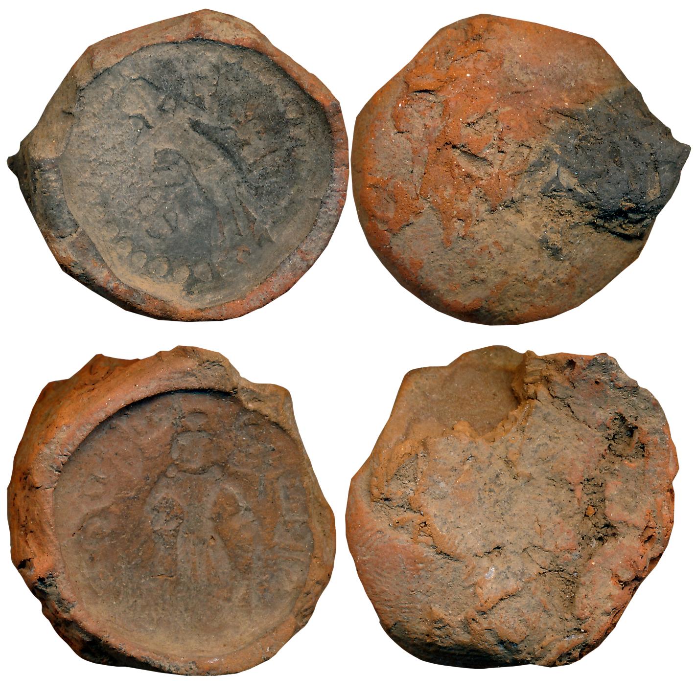 Tribal Yaudheyas, Clay mould (2), that produced Obverse of the Copper Karshapanas, 4.50g, 