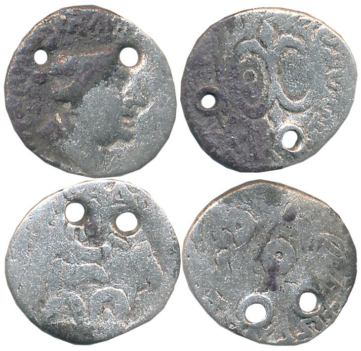 Western Kshatrapas, Nahapana, Kshaharata Family, Silver Drachma (2), 1.54g, 1.78g, Obv: Bu