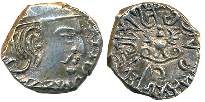 Guptas, Kumar Gupta I, Silver Drachma, 2.15g, “Garuda” type, Obv: Bust of King facing righ