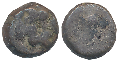 Ujjain region, Kshipra River Basein, Silver Mashak, 0.17g, Uniface, Bold Shrivatsa symbol 