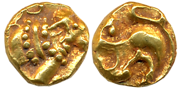 Gangas of Talakadu, Gold Gajapati Fanam, 0.39g, Obv: An ornate Elephant standing to right,