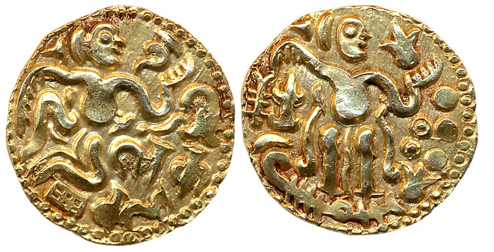Ceylon, Sri Lankan Kings, Gold Kahavanu, 4.41g, Anonymous, “Chola standard seated King” ty