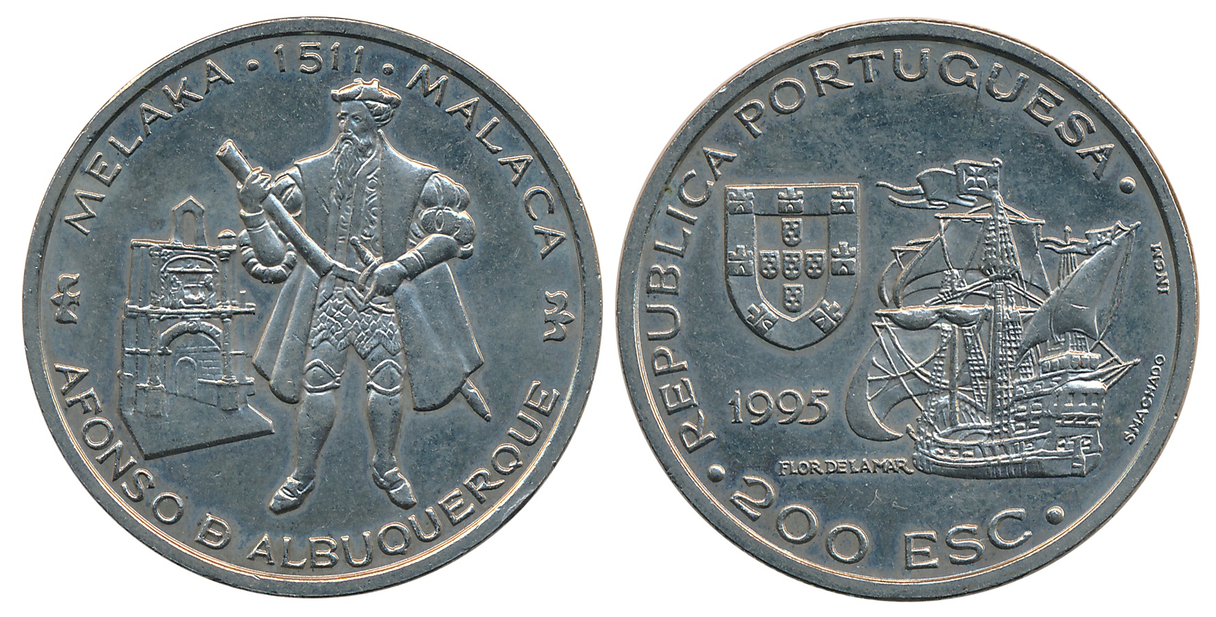 Portugal, Nickel, 200 Escudos, 20.88g, “VI Portuguese Discoveries Series - Afonso de Albuq