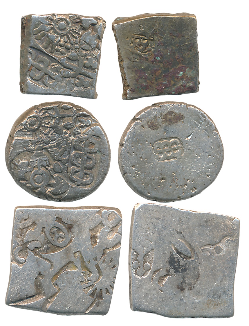 Punch Marked, attributed to Imperial Magadha, Silver (3), 3.42g, 3.40g, 3.37g, various Pun