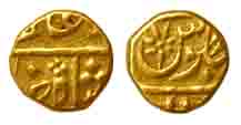Surat Mint, Gold, 1/15 Mohur, in the name of Shah Alam II, AAD 1800-1815, struck at Bombay