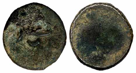 Ancient Assam, Vanamalavarman (c AD 832-855). Copper Unit, large Va, uniface, from the Tul