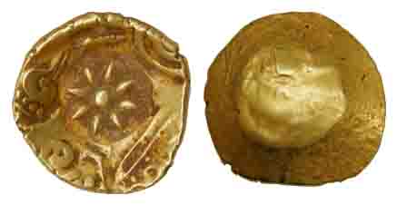 Yadavas of Devagiri, Mahadeva (AD 1261-1270), Gold, Padma Tanka, six symbols type with lot