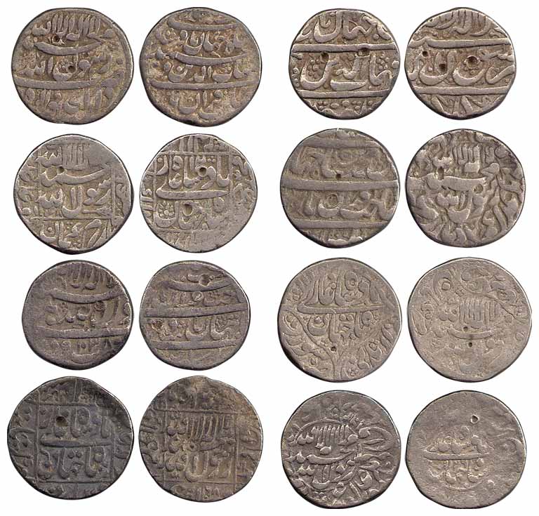 Shah Jahan, Silver (11), Rupee, various Mints, types and dates, Agra, Bhilsa, Delhi, Golko