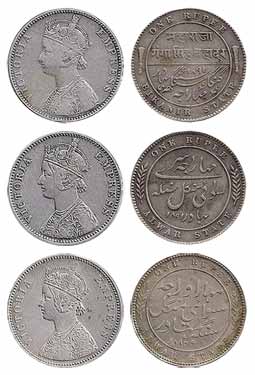 Alwar, Mangal Singh, Silver (2), Rupee, 1882, 1891, with the name and bust of Victoria Emp