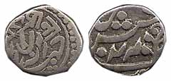 Madan Singh, Silver, 4 Anna, Nagari legend on obv, Persian legend on rev, RY 24 (KM M12). 