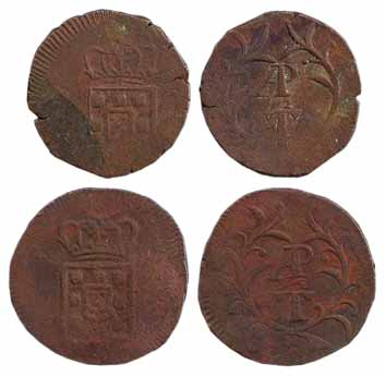 Goa, Miguel, Copper (2), APT Tanga, NM, ND (KM 249). Very Fine, Scarce. 2 coins