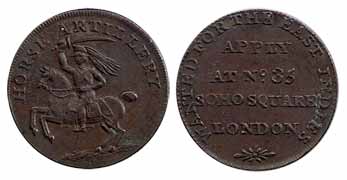 Recruitment Token, Copper, Wanted for the East Indies, Apply at No. 35, Soho Square, Londo