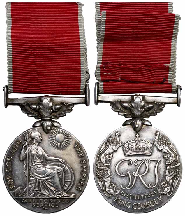 George V, Silver, Gallantry Award, British Empire Medal, Goddess Britannica seated to righ