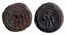 Nayakas of Madura, Copper, 2.84 g, Ko-danda Ram (Ram holding a bow and arrow) on obv, Hanu
