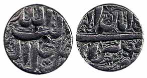 Akbar, Silver, Rupee, Berar Mint, Allahu Akbar type, Ilahi 4x, Aban Month, a small duck se