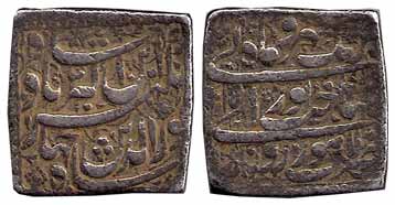 Jahangir, Silver 13.60 g, Square Rupee, Heavy, Lahore Mint, Sakhat Nurani type, AH 1015/2.