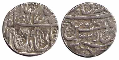 Shah Alam II, Silver, Rupee, Panipat Mint, AH 1198/25, a swastika near RY, and mint name a