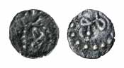 Anonymous, Silver, 0.06 g, ½ Chuckram, Lord Krishna playing his favourite flute, standing 