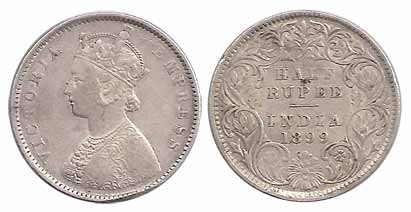 Victoria Empress, Silver, ½ Rupee, 1899, Bombay Mint. About Very Fine, Scarce.