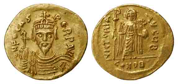 Byzantine, Phocas, AD 602-610, Gold, 4.37 g, portrait of Jesus Christ on obv. Very Fine+, 